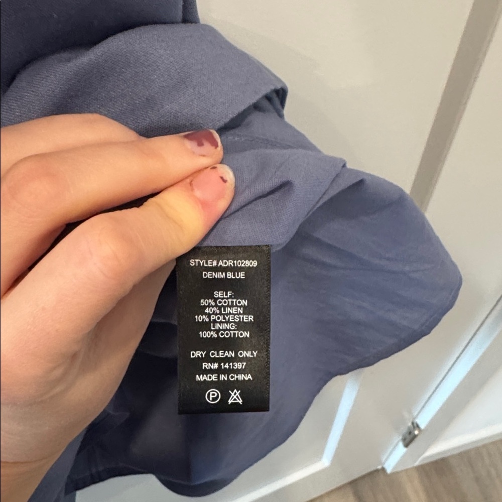 ASTR The Label Smocked Bow Midi Dress - denim blue nwot small - Picture 7 of 8